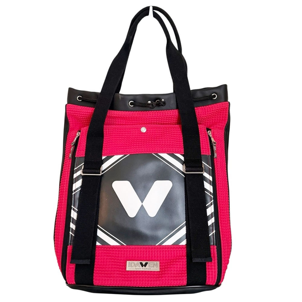 Idawen Sport Fashion Convertible Tennis Tote Backpack Hot Pink Black Large